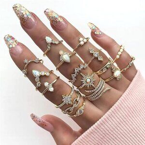 17PC Set Boho Gold Plated Adjustable & Sized Rings SET NEW Torrid Store Sparkle